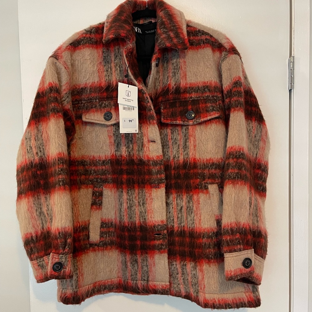 Zara plaid jacket brand new with tags!!